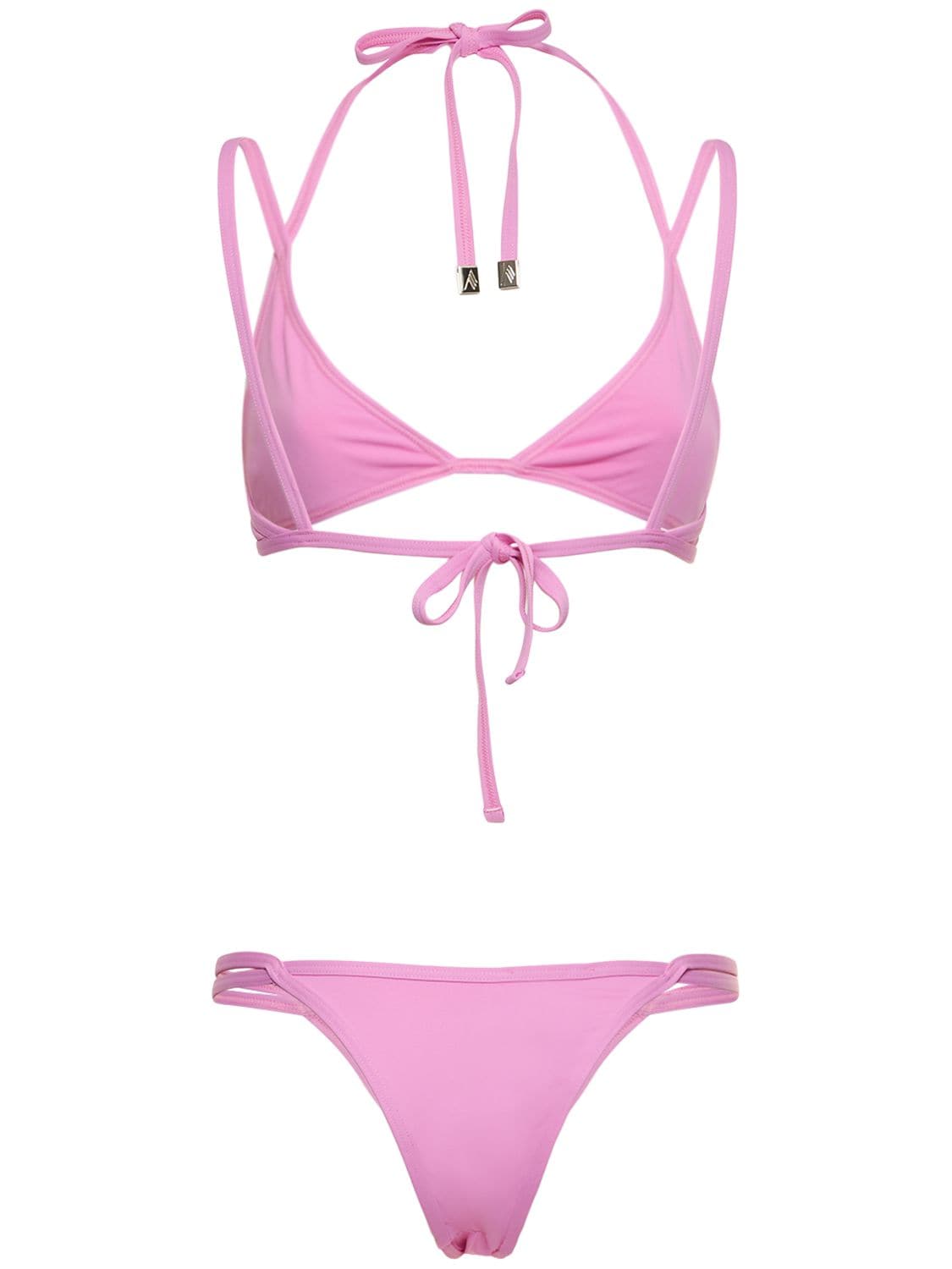 Shop Attico Triangle Double-strap Bikini In Pink