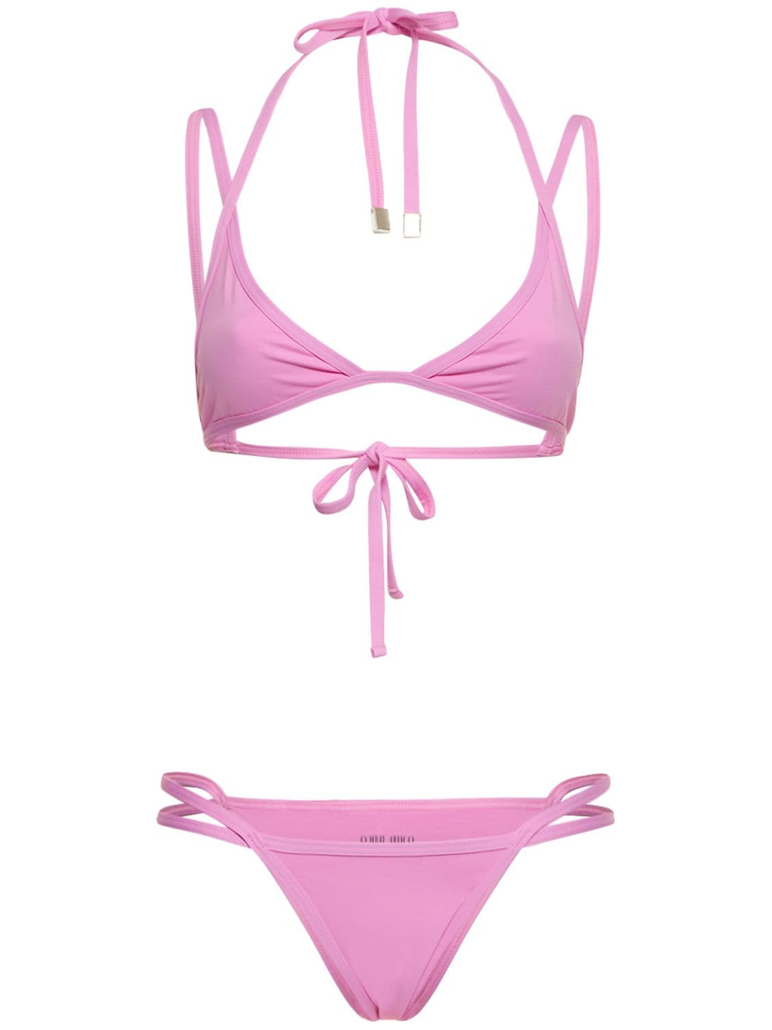 Shop Attico Triangle Double-strap Bikini In Pink