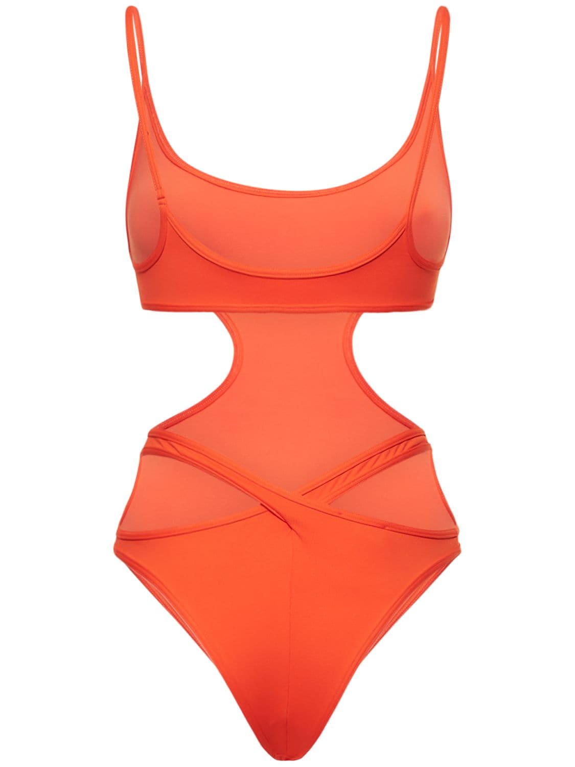 Shop Attico Cut Out One Piece Swimsuit In Orange