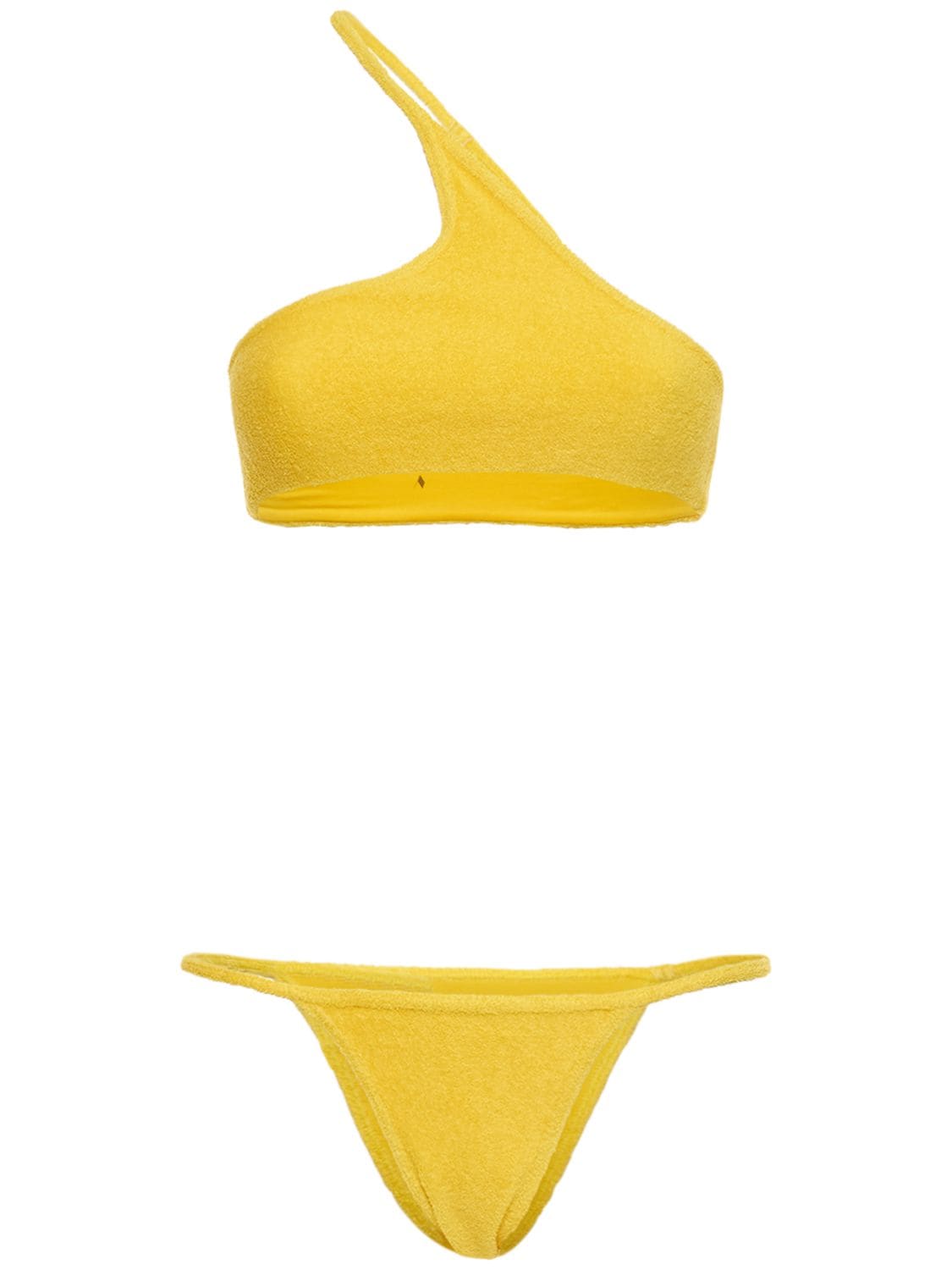 Attico Terry Cloth One-shoulder Bikini In Yellow