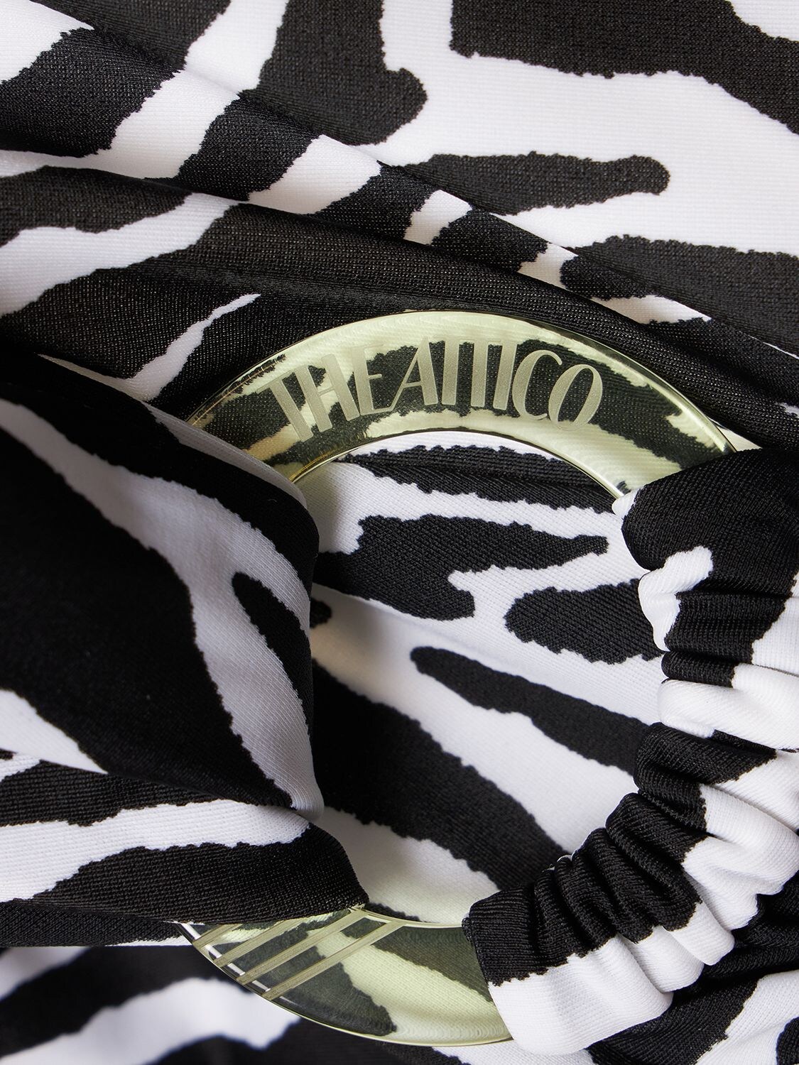 Shop Attico Zebra Printed Mini Skirt W/ Ring In Black,white