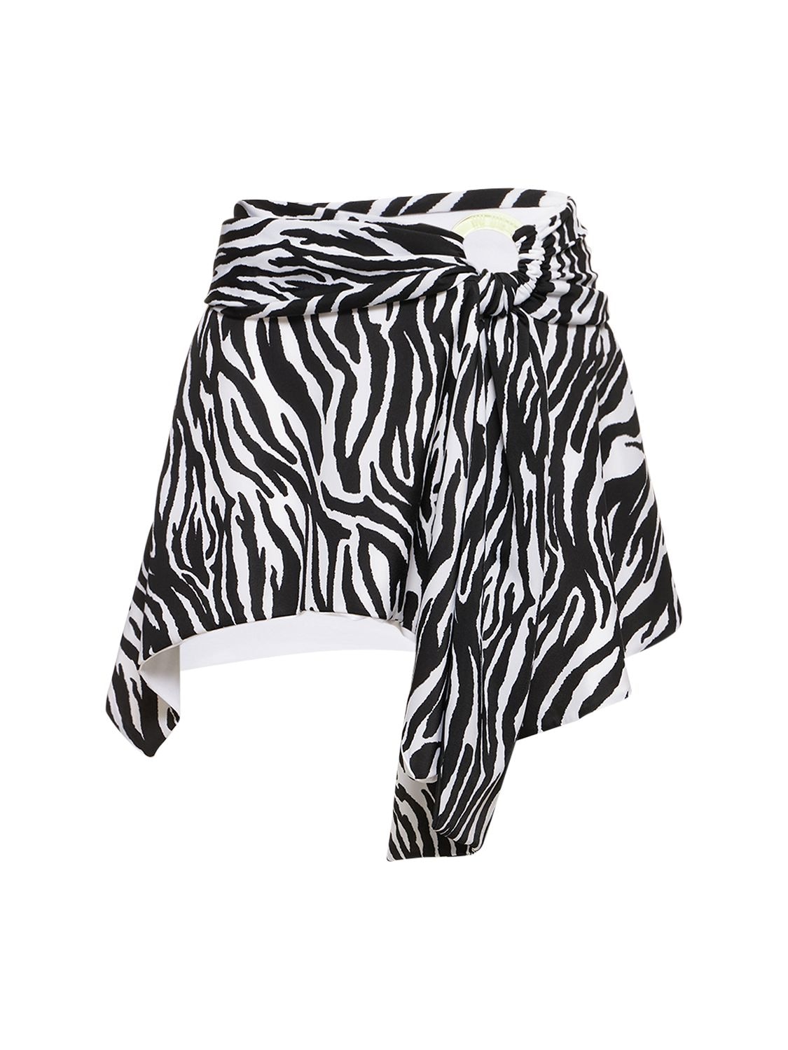 Shop Attico Zebra Printed Mini Skirt W/ Ring In Black,white