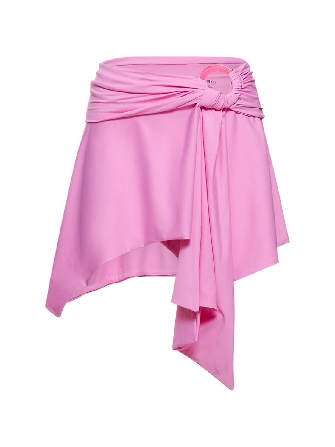 Shop Attico Jersey Mini Skirt W/ Ring In Pink