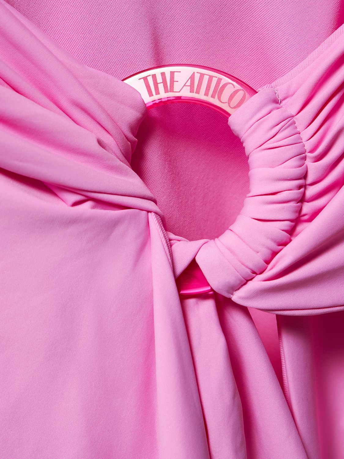 Shop Attico Jersey Mini Skirt W/ Ring In Pink