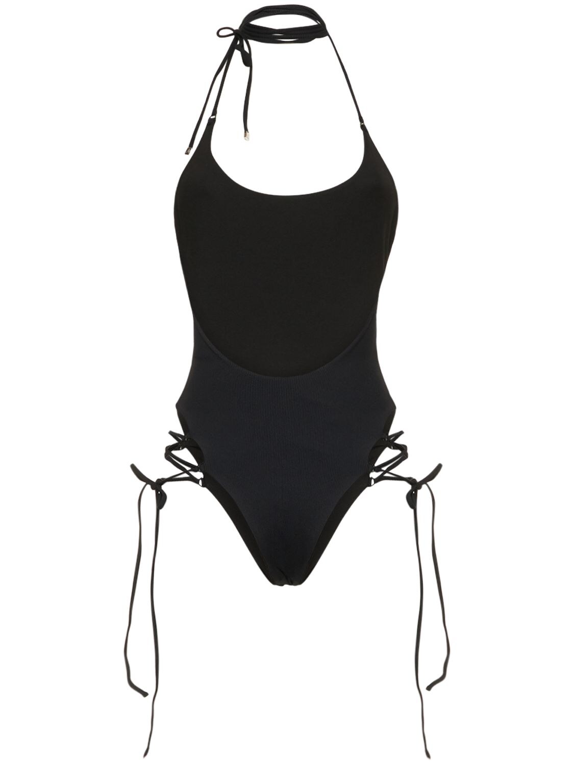 Shop Attico Side-ties One Piece Swimsuit In Black