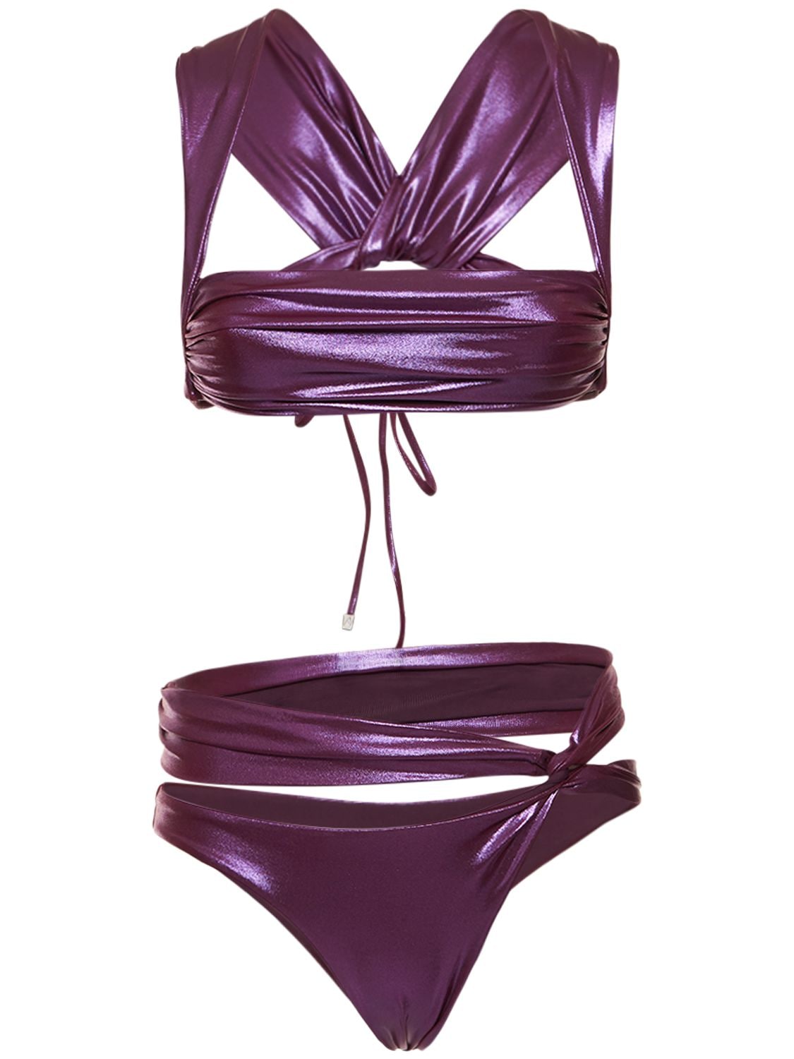 Shop Attico Crossed Cutout Bikini In Purple