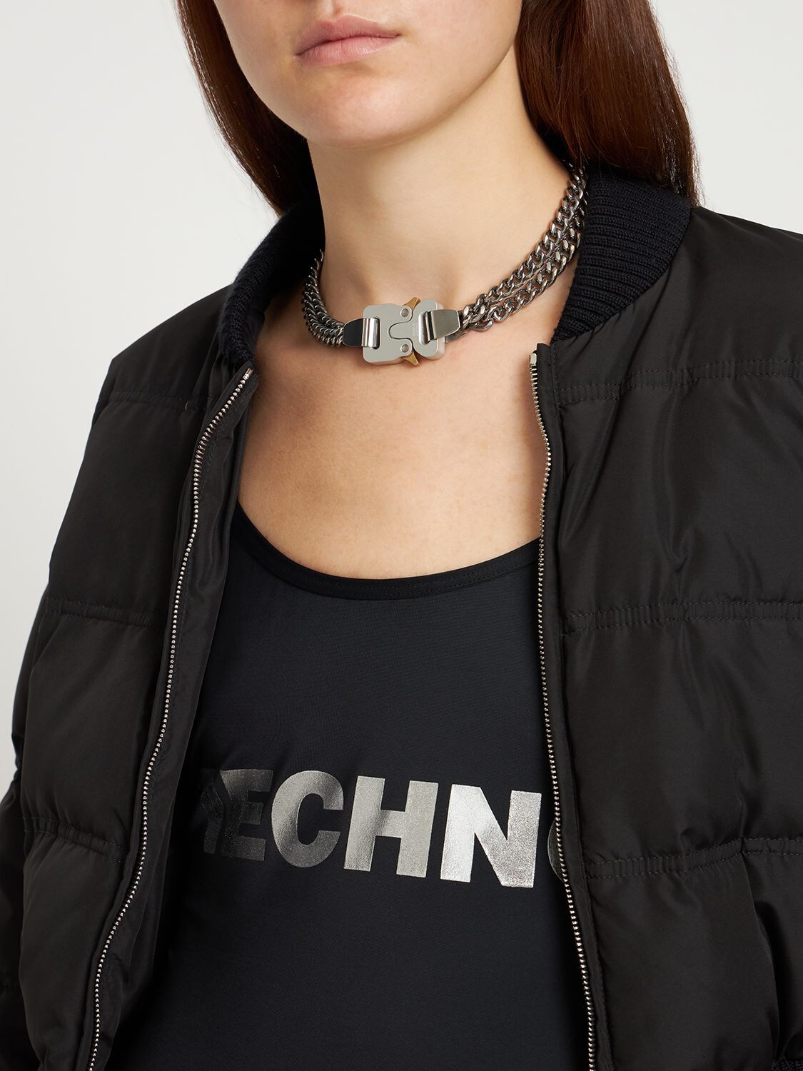 Shop Alyx 2x Chain Buckle Necklace In Silver