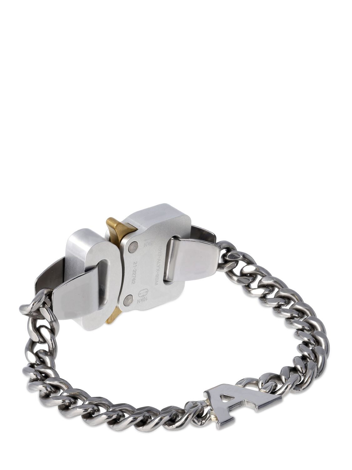 Shop Alyx A Logo Charm Buckle Bracelet In Silver