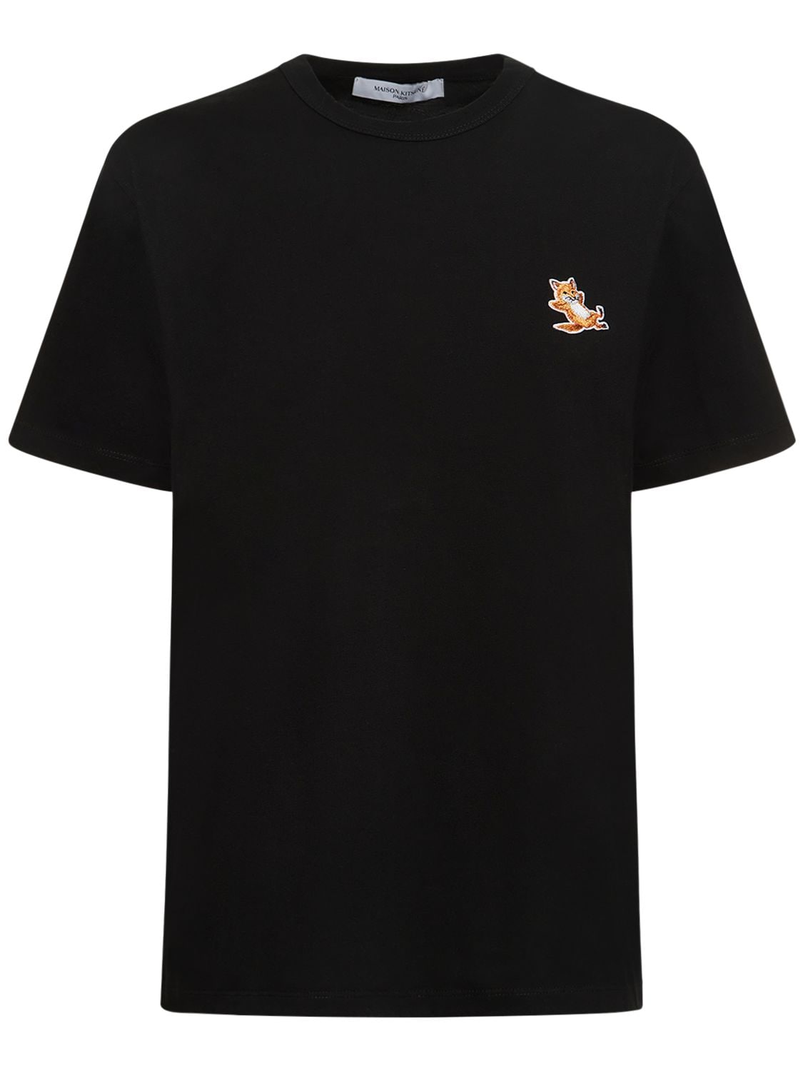 Maison Kitsuné Chillax Fox Patch Cotton T-shirt In Black