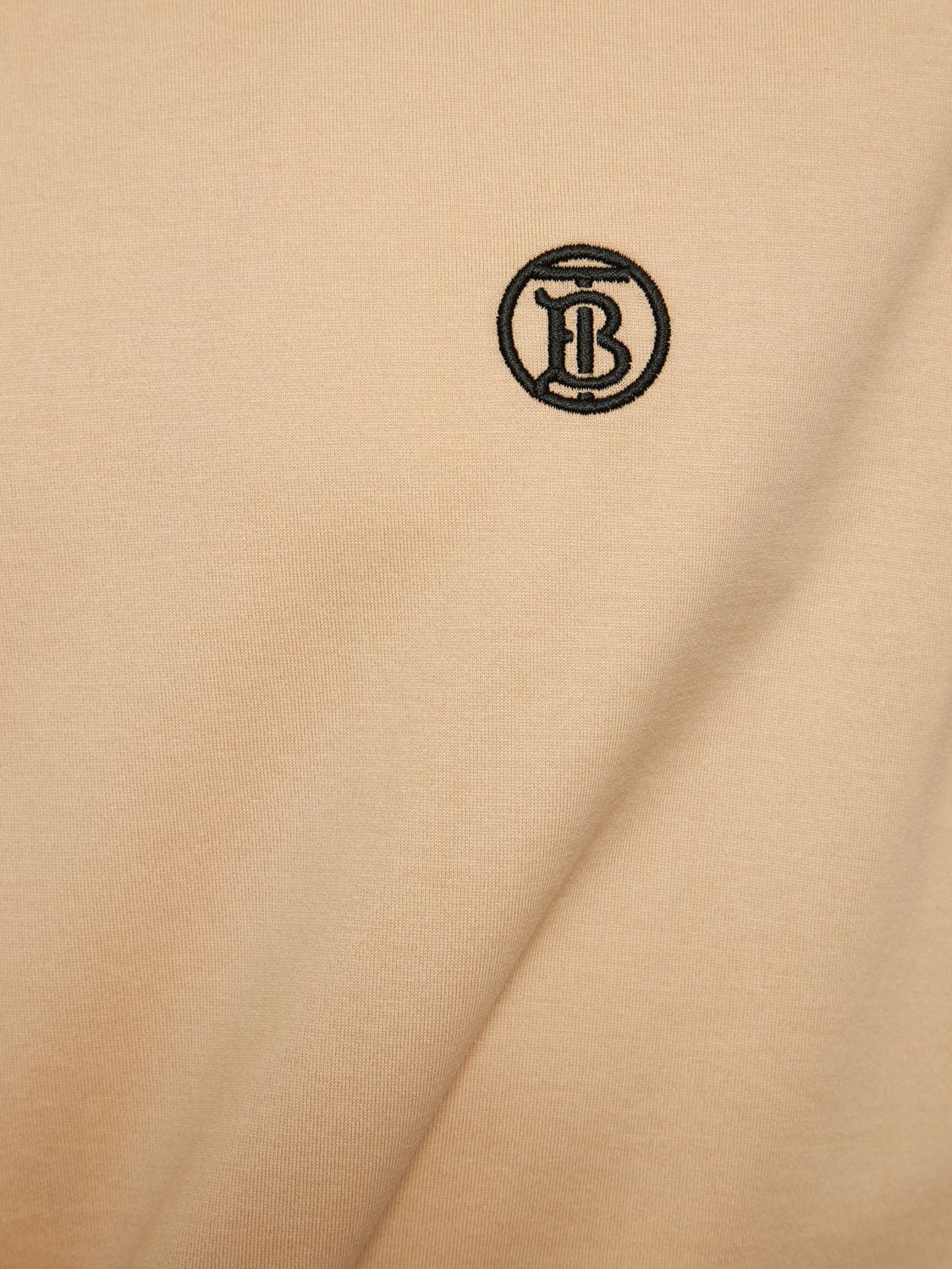 Shop Burberry Parker Tb Logo Cotton Jersey T-shirt In Soft Fawn