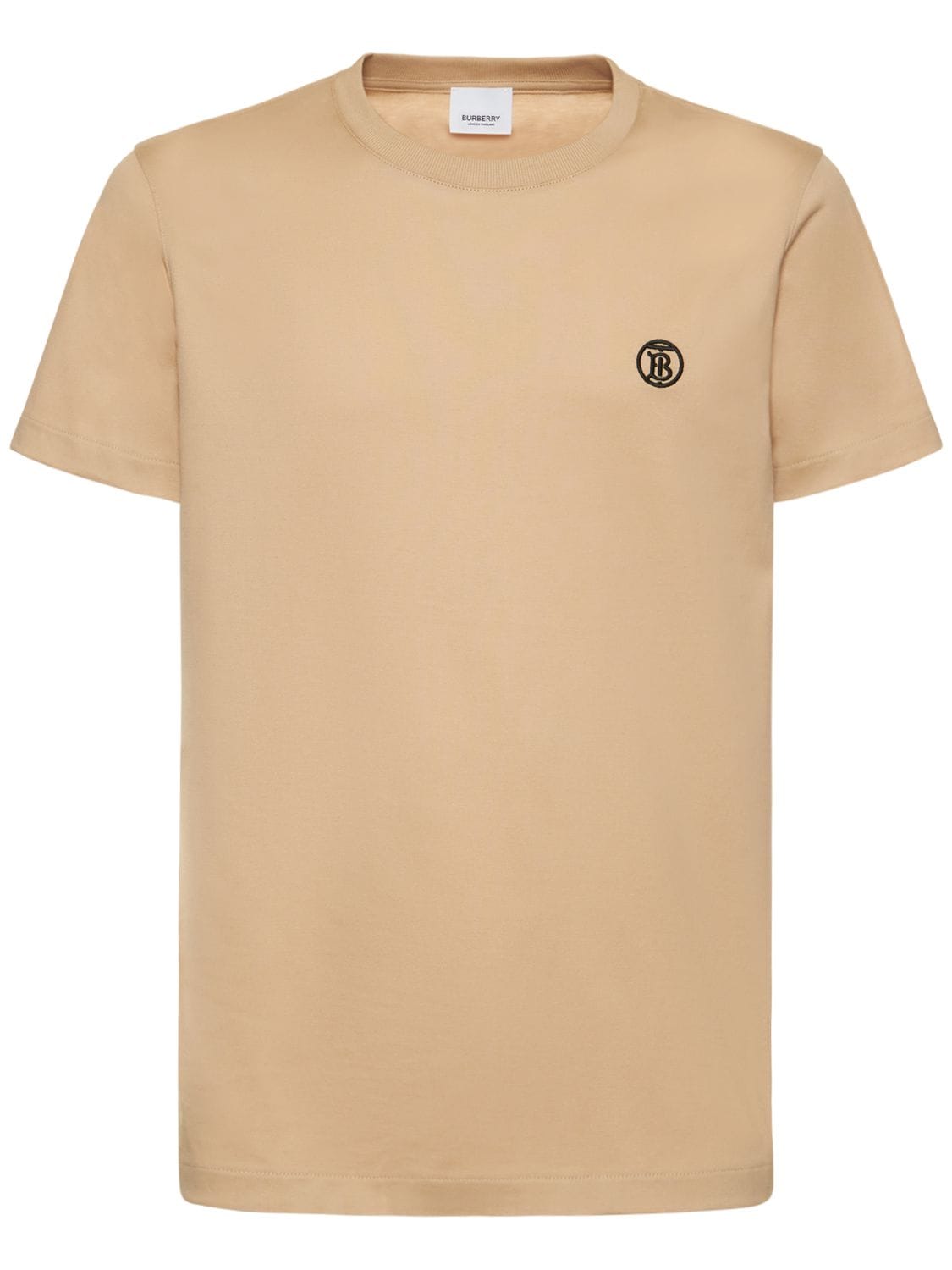 Shop Burberry Parker Tb Logo Cotton Jersey T-shirt In Soft Fawn