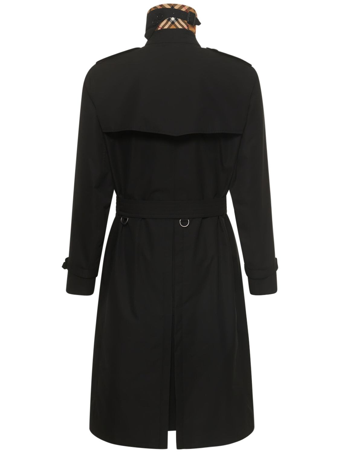 Shop Burberry Kensington Long Cotton Trench Coat In Black