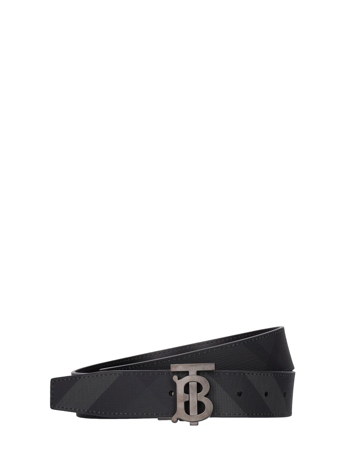 Burberry 35mm Tb Logo Plaque Belt In Charcoal