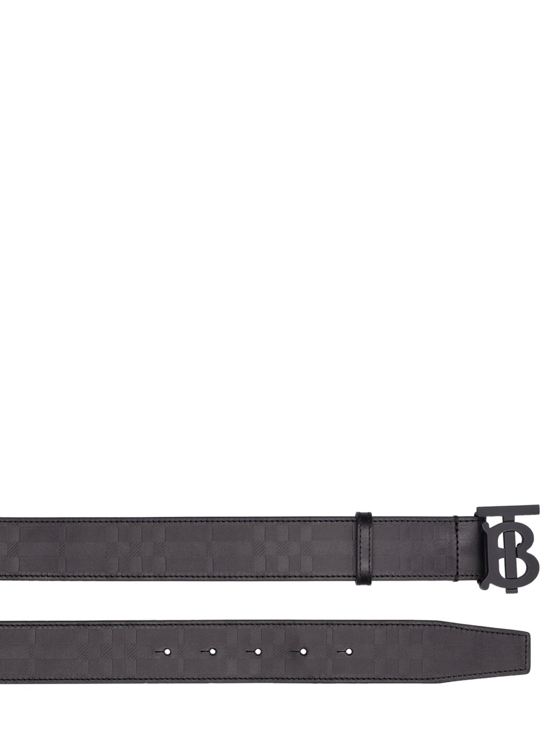 Shop Burberry 35mm Tb Logo Plaque Belt In Black