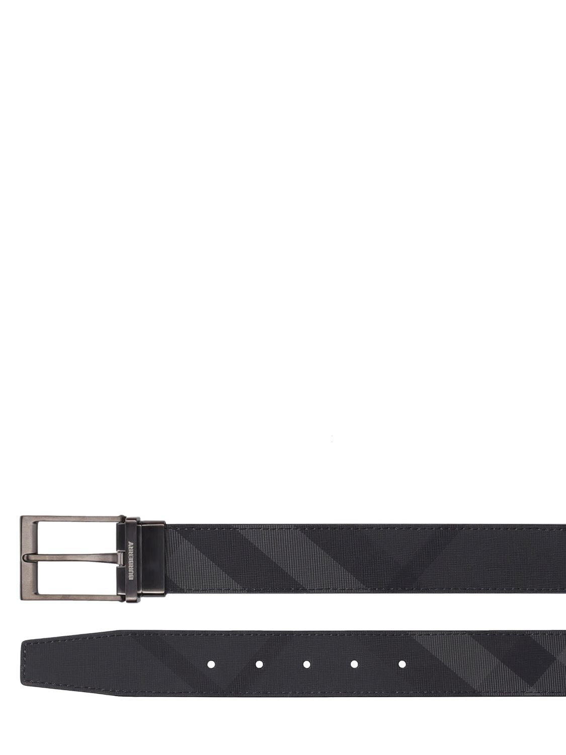 Shop Burberry 35mm Louis Embossed Belt In Black,charcoal
