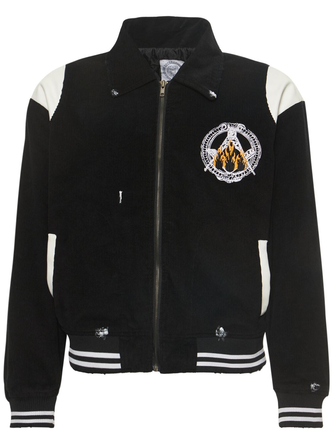 Someit H.m Vintage Corduroy Varsity Jacket In Black