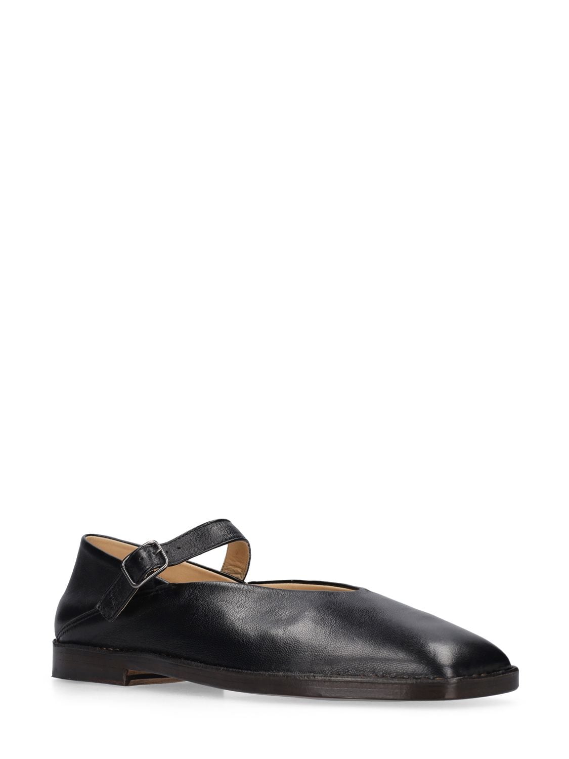 Shop Lemaire Leather Ballerina Shoes In Black