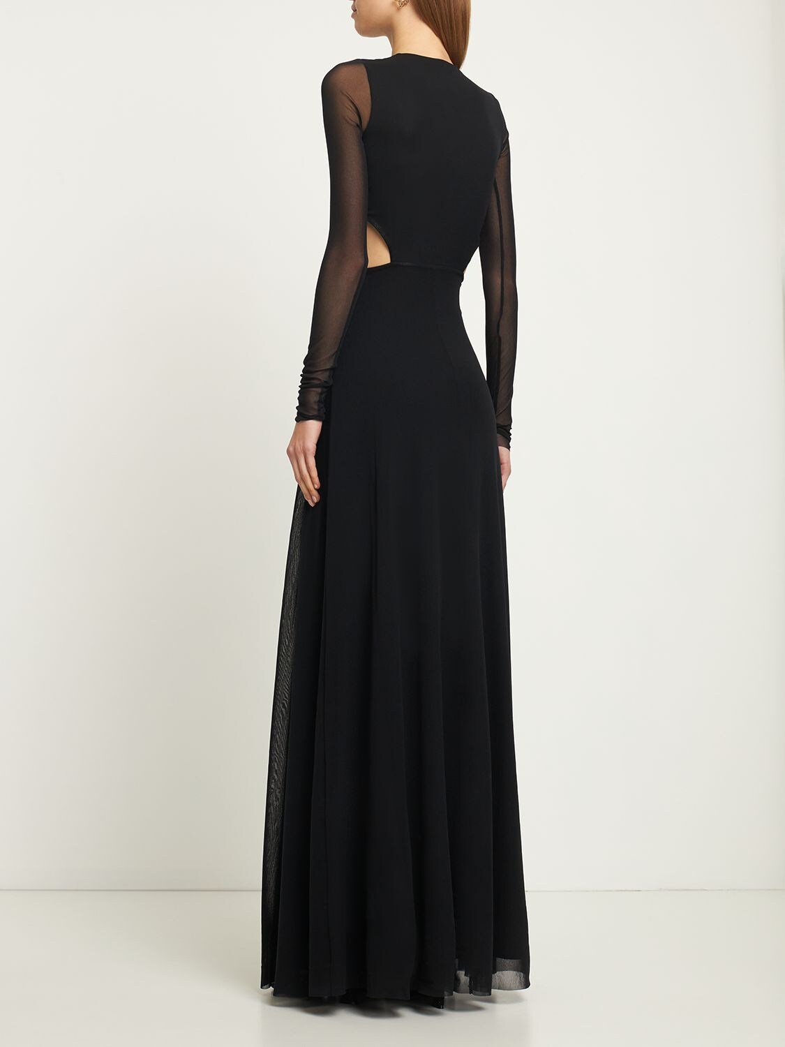 PRABAL GURUNG Ada Cutout Jersey Mesh Long Dress Smart