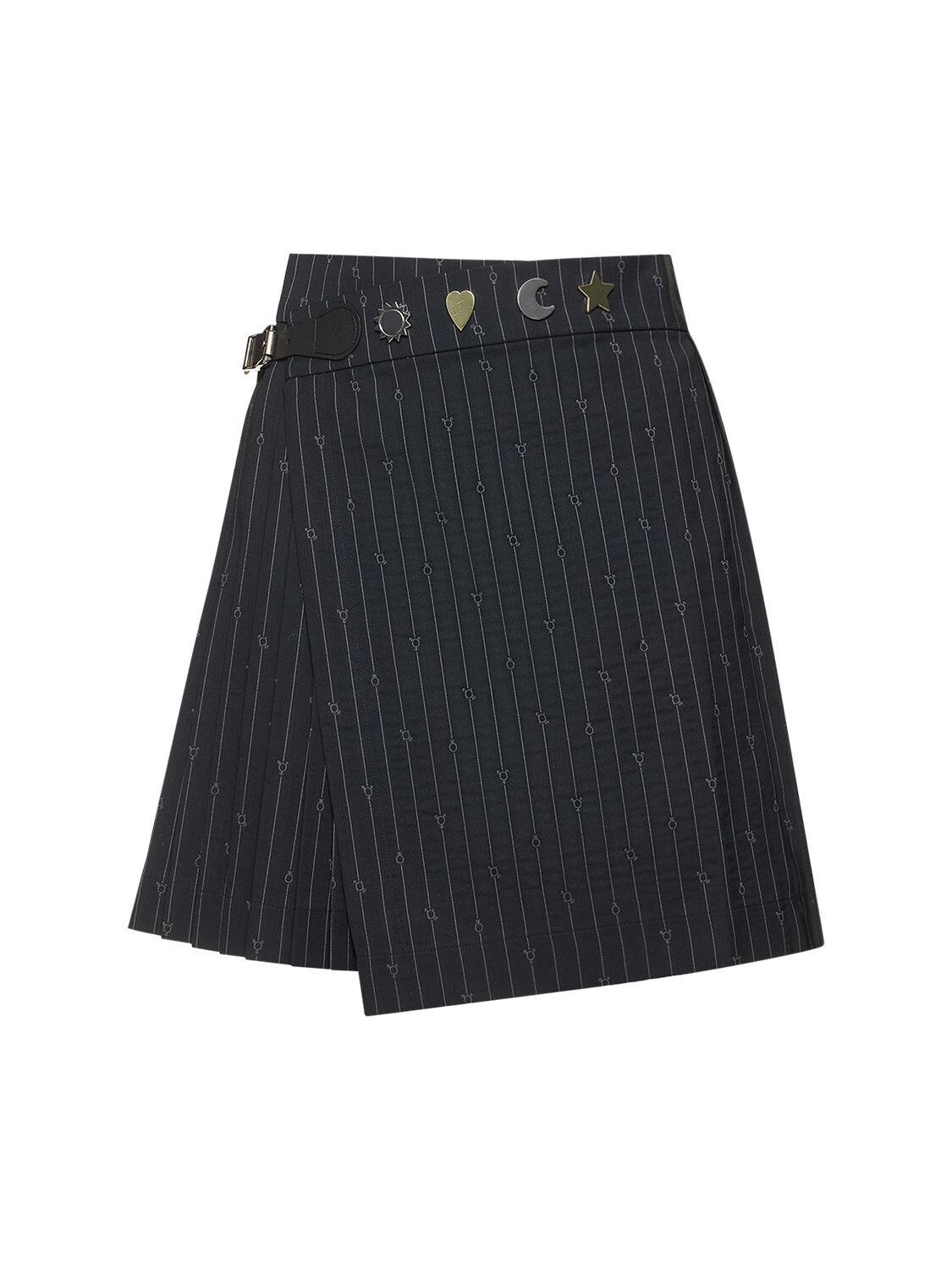Image of Pleated Pinstripe Wool Blend Mini Skirt