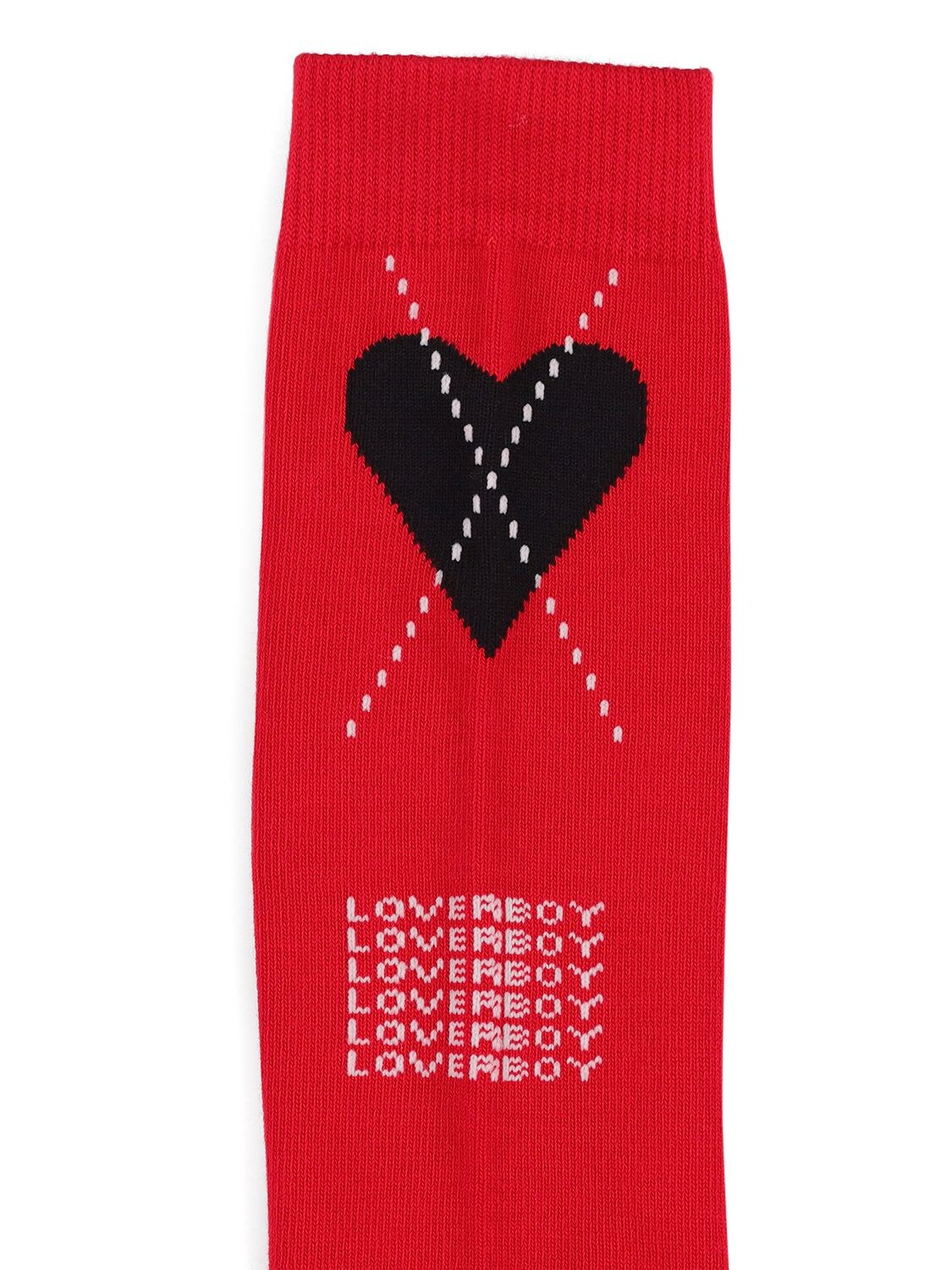 Shop Charles Jeffrey Loverboy Pack Of 2 Logo Cotton Blend Short Socks In Red,black