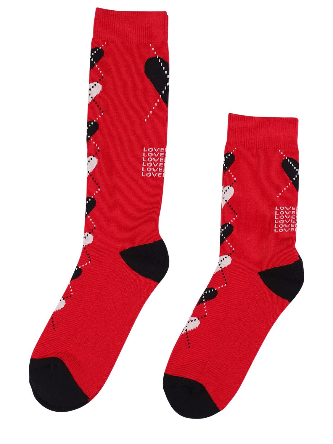 Shop Charles Jeffrey Loverboy Pack Of 2 Logo Cotton Blend Short Socks In Red,black