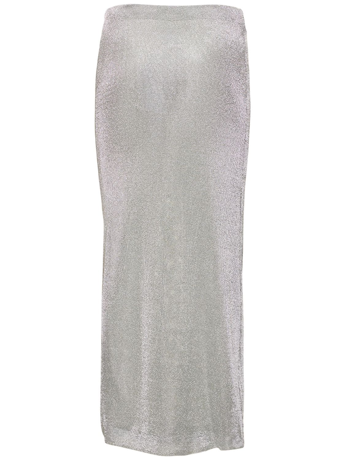 Third Form Heavy Metal Knit Long Skirt In Silver