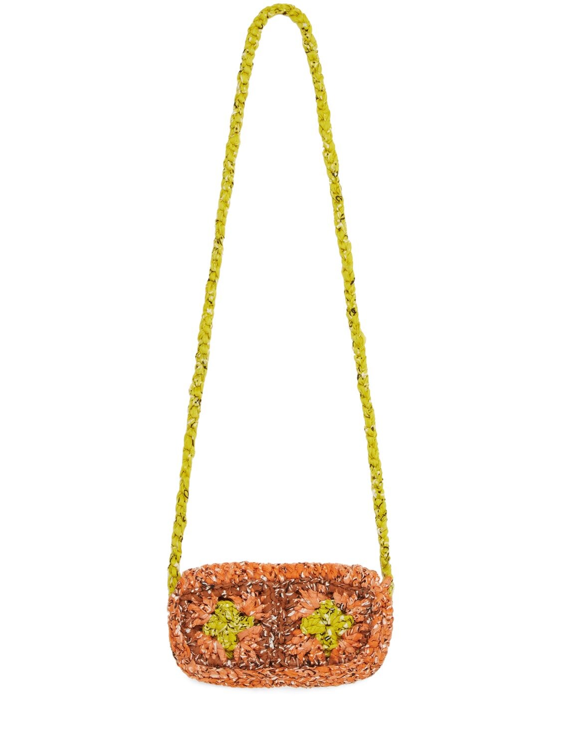 Shop Alanui Bandana Crochet Shoulder Bag In Brown