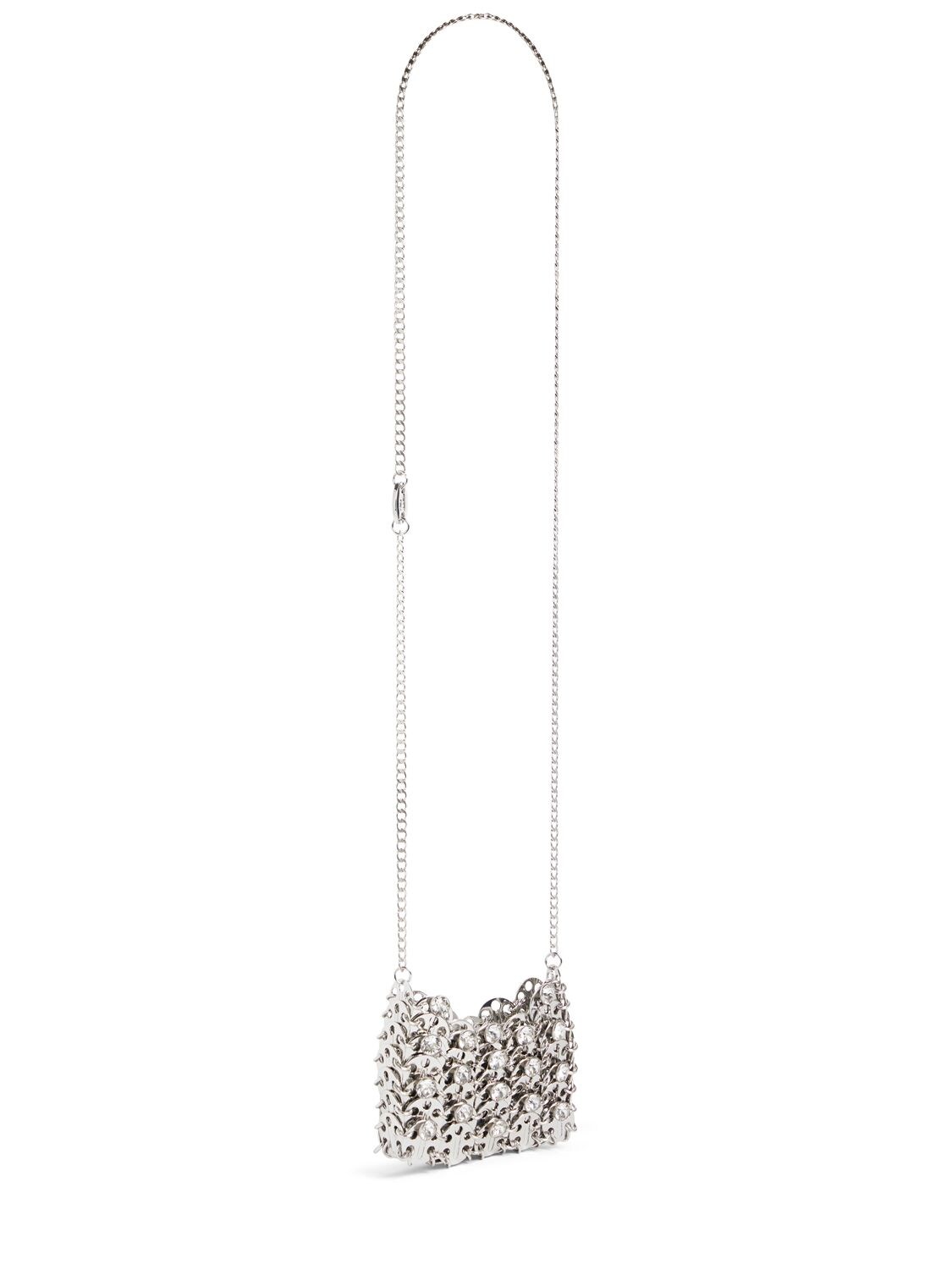 Shop Rabanne 1969 Micro Bag Crystal Necklace In Silber,kristall