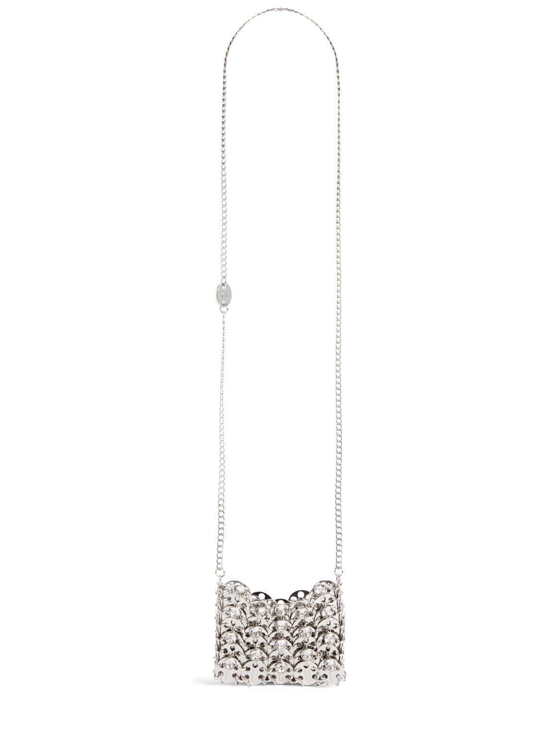Rabanne 1969 Micro Bag Crystal Necklace In Silber,kristall