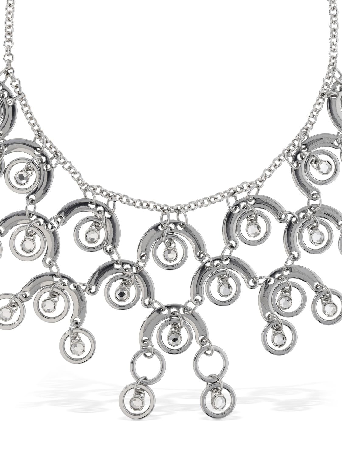 Shop Rabanne Sphere Crystal Necklace In Silver