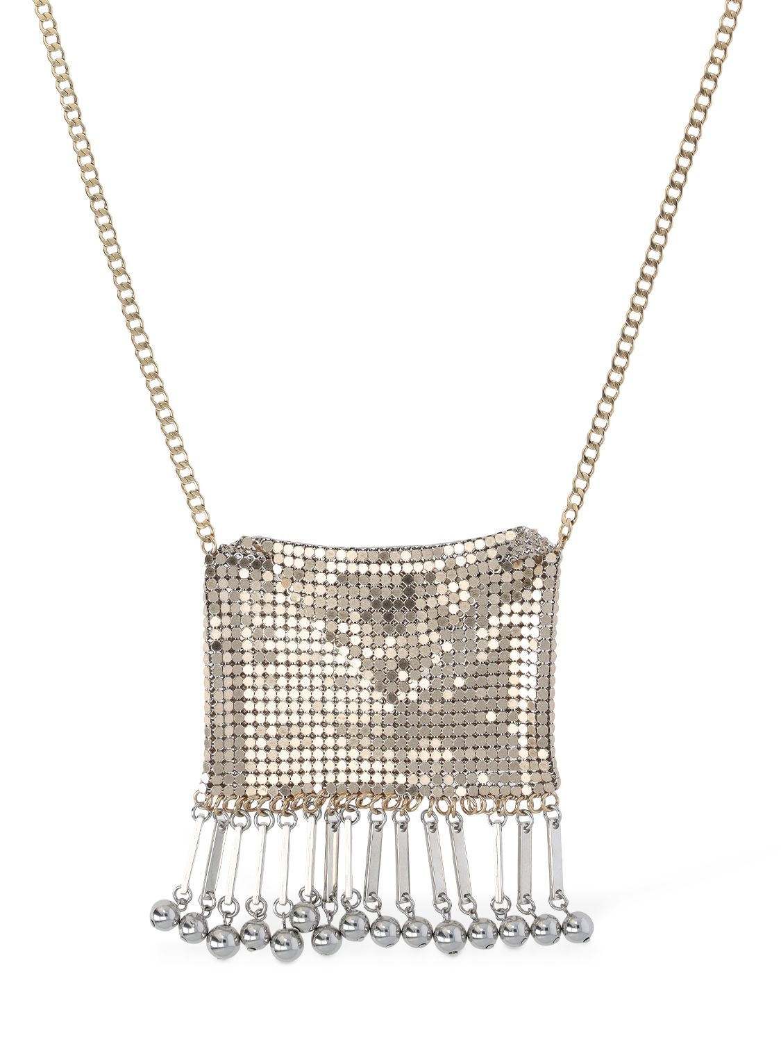 Rabanne Pixel Long Necklace In Hellgold