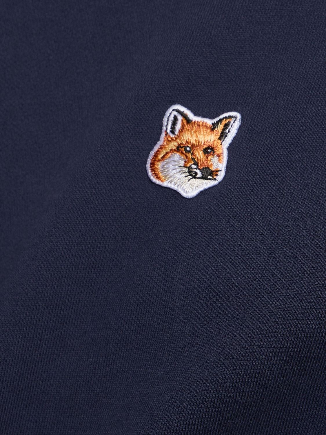 Shop Maison Kitsuné Fox Head Patch Cotton Jersey Sweatshirt In Blue