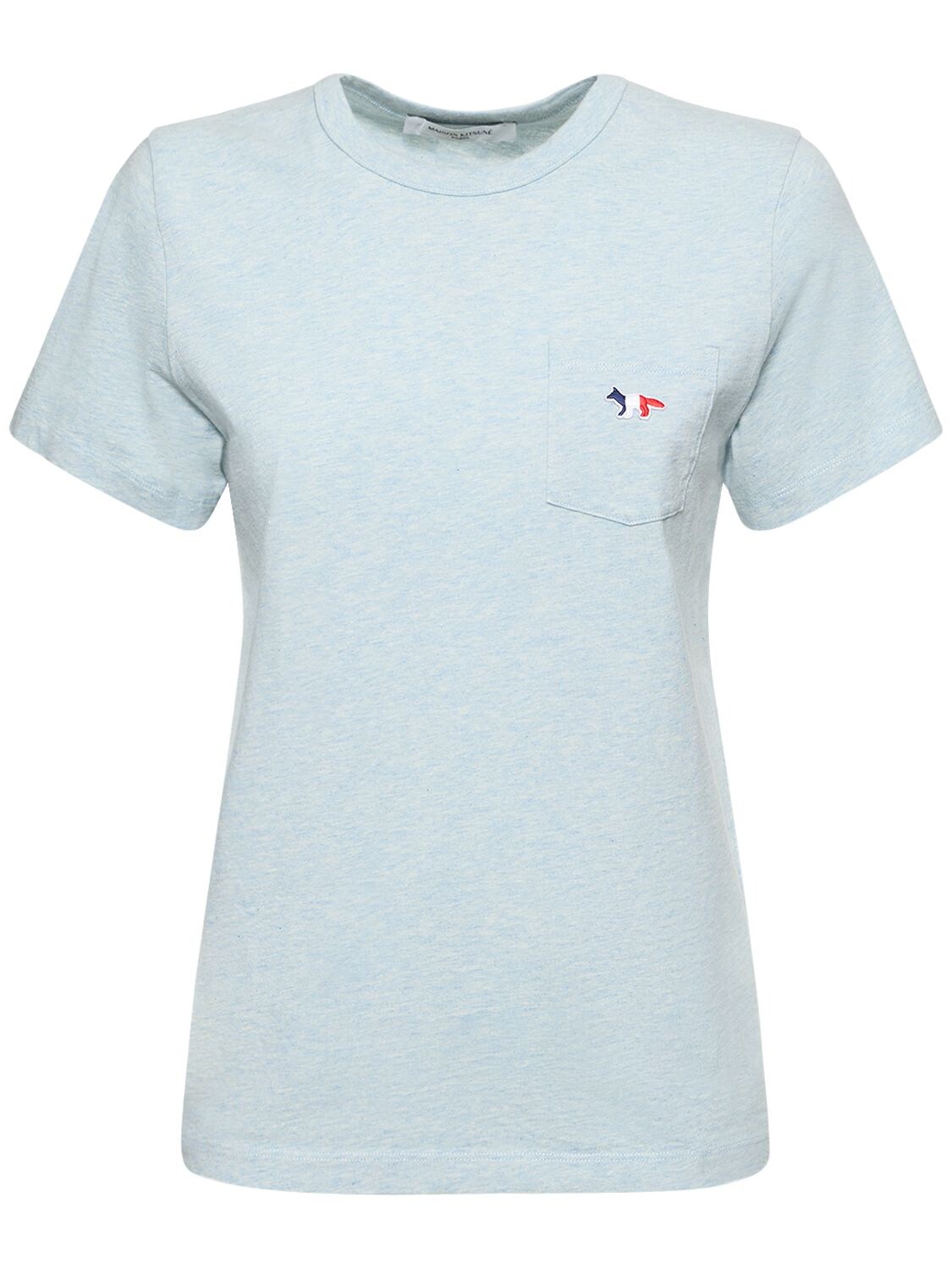 Maison Kitsuné Tricolor Fox Patch Cotton T-shirt In Blue Haze