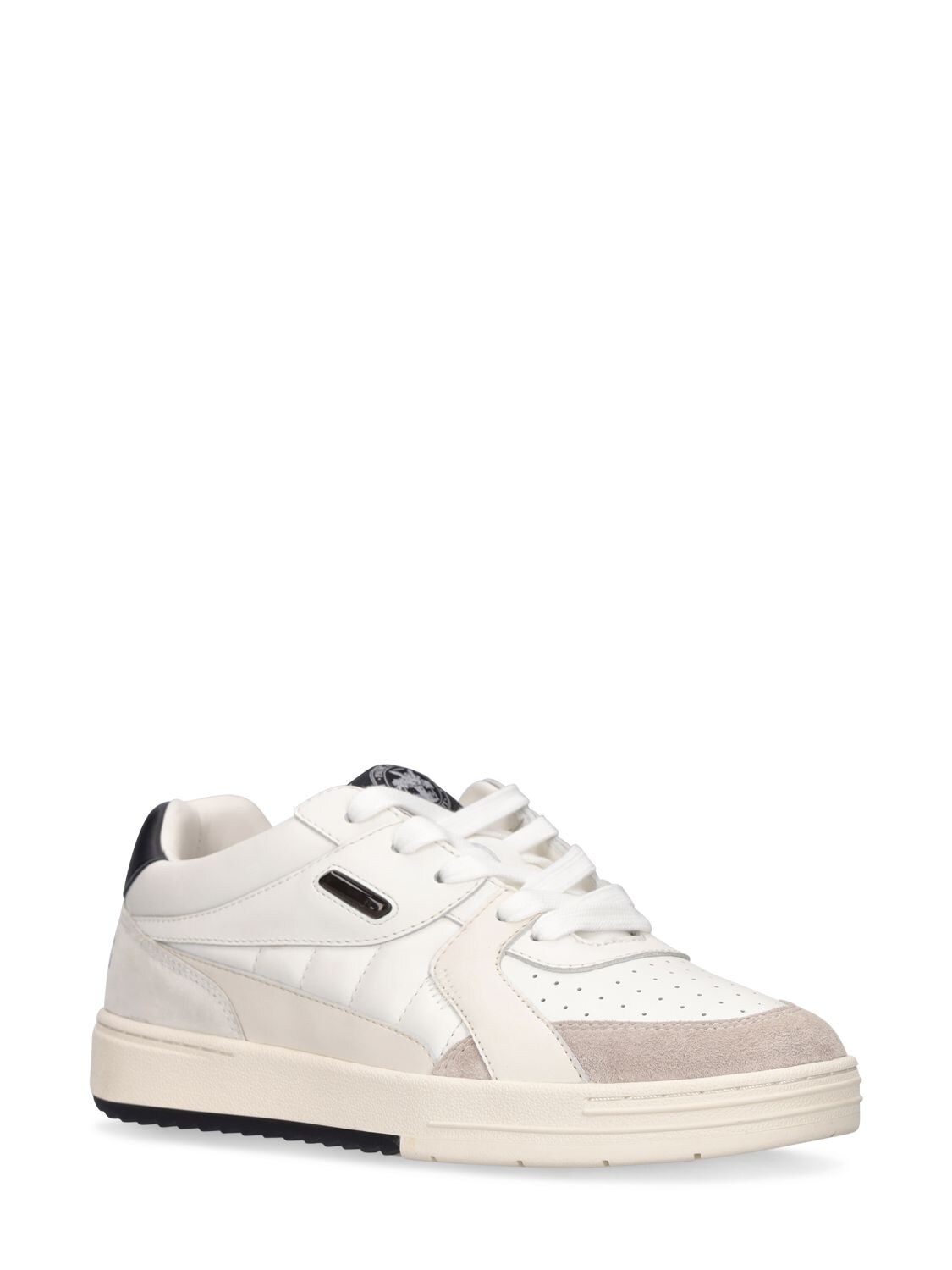 Shop Palm Angels 30mm Palm University Leather Sneakers In White,black
