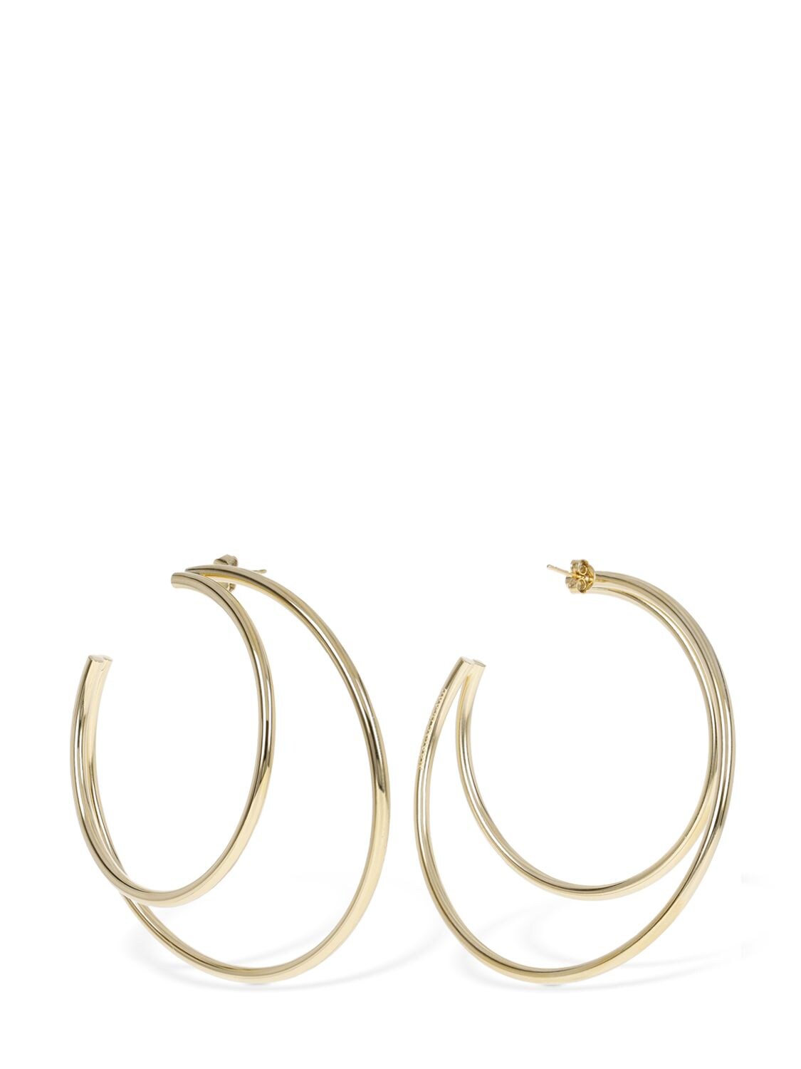 Shop Marine Serre 6.5cm Moon Hoop Earrings In Gold