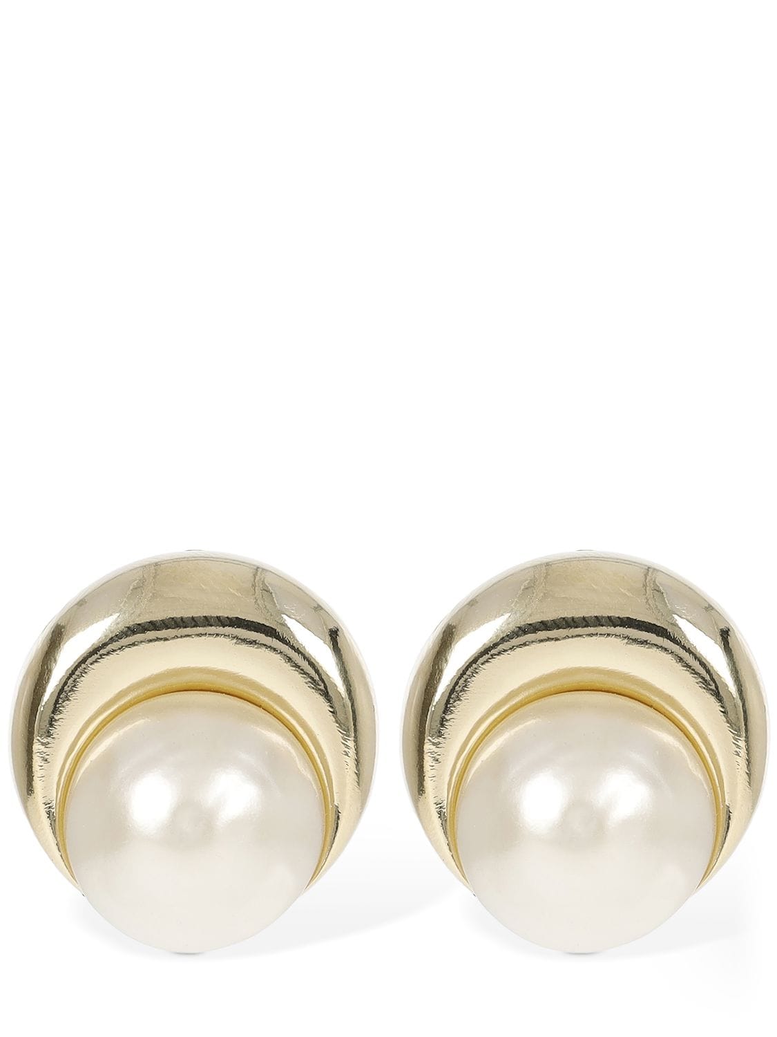 Marine Serre Imitation Pearl Moon Earrings In Gold,white