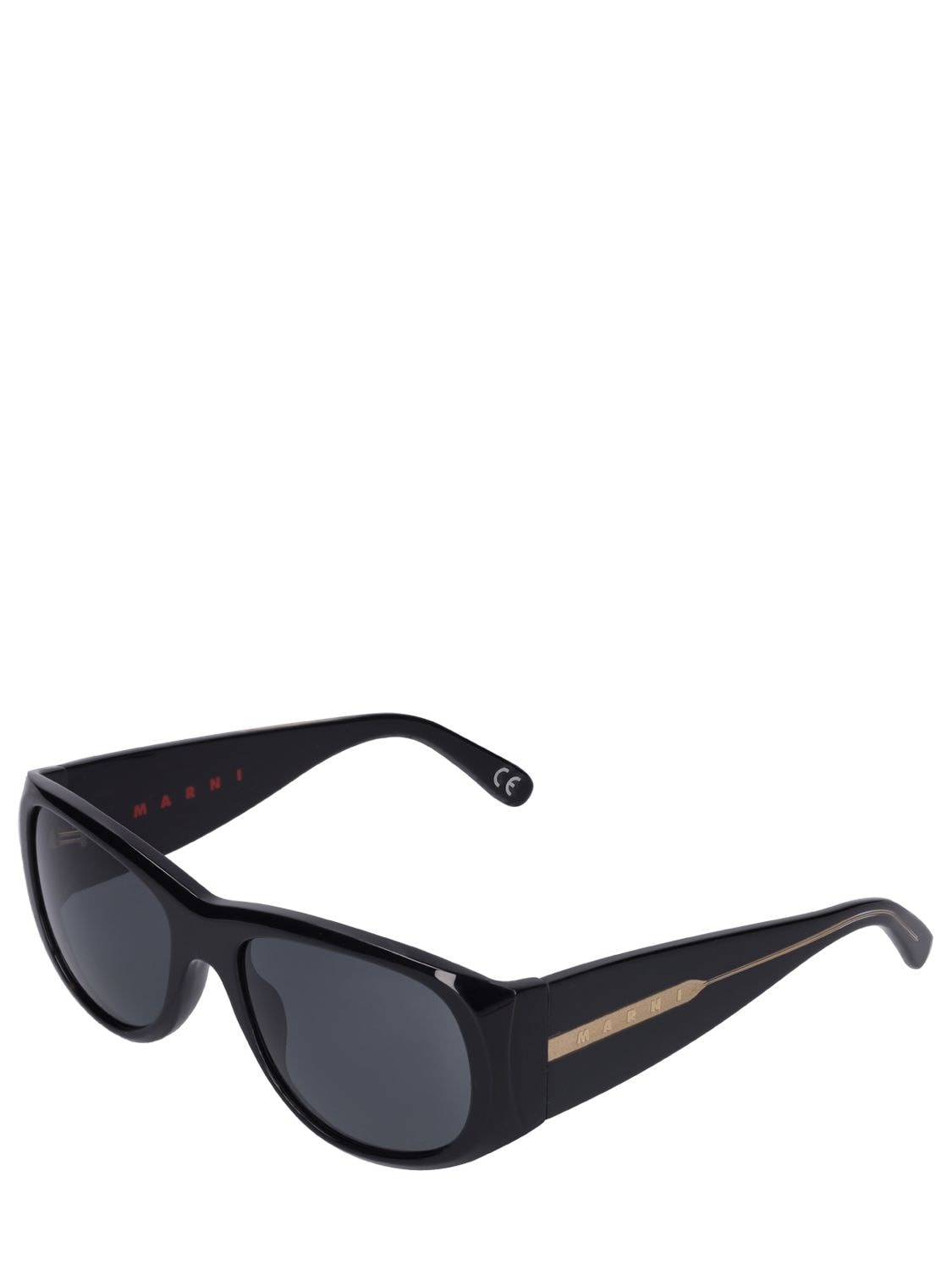 Shop Marni Orinoco River Black Acetate Sunglasses In Black,grey