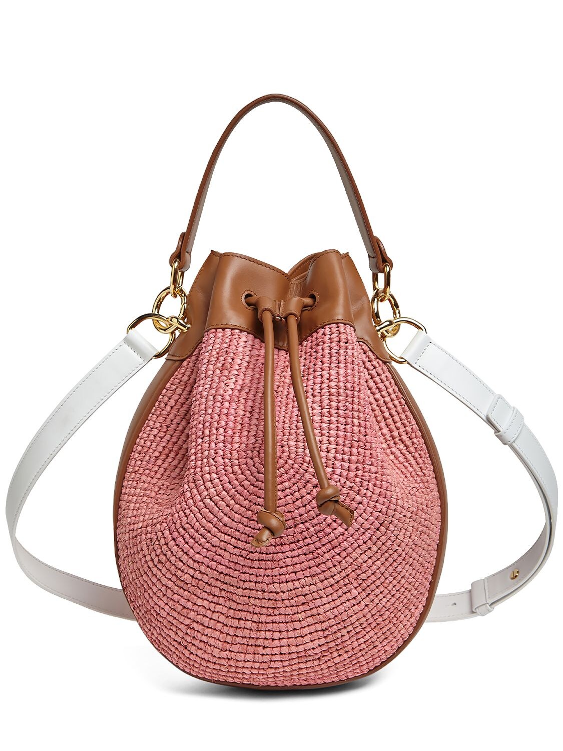 Colville Pudding Colour-Block Raffia Bucket Bag