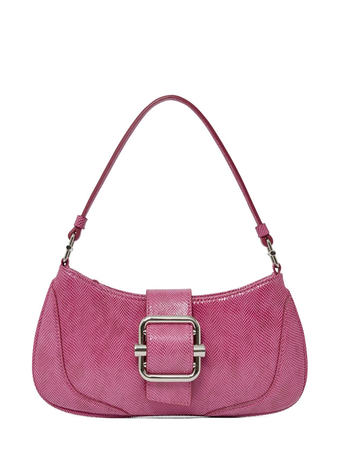 OSOI, Micro Belted Brocle Leather Shoulder Bag, PINK, Women