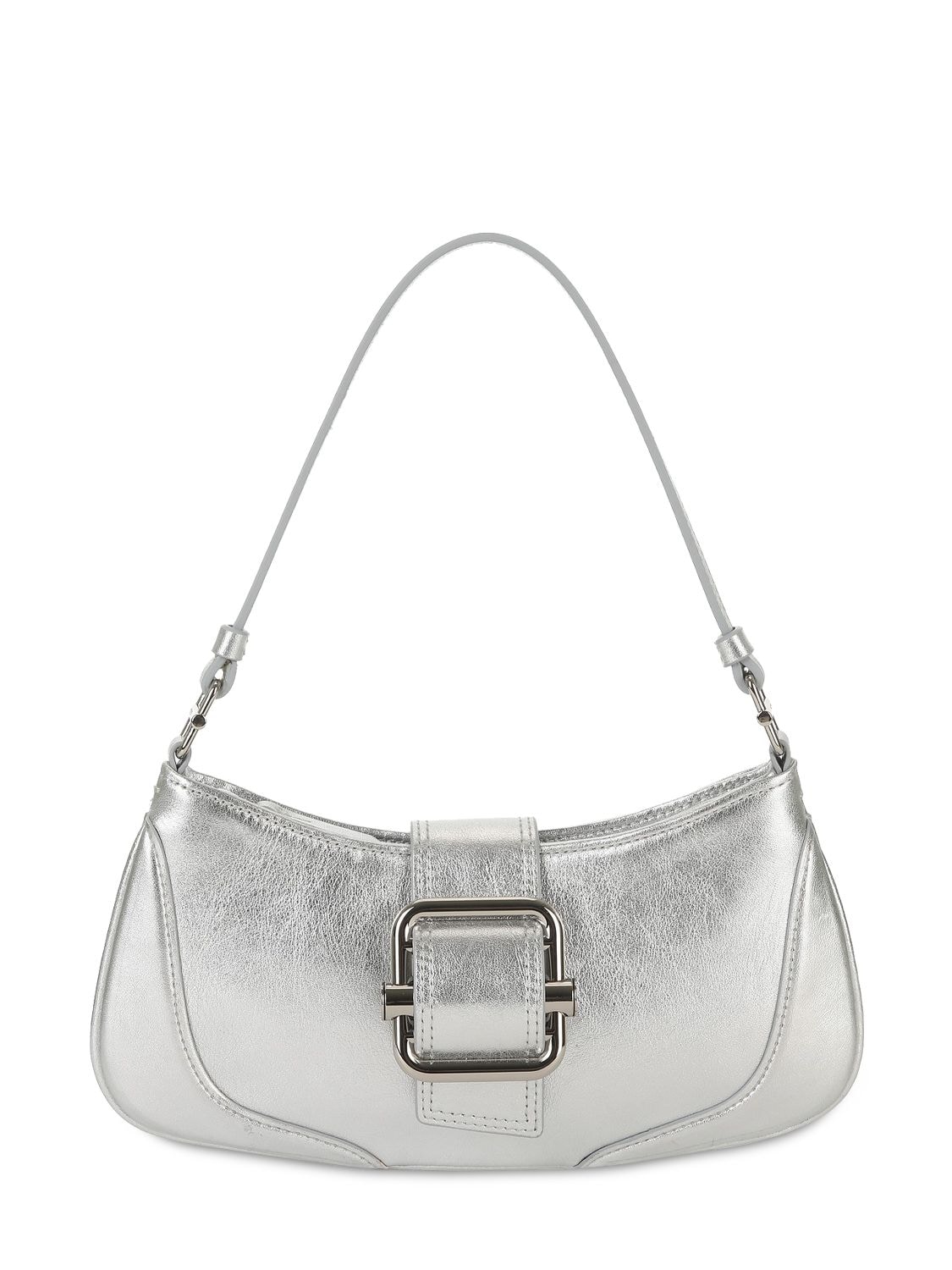 Shop Osoi Small Brocle Leather Shoulder Bag In Silver