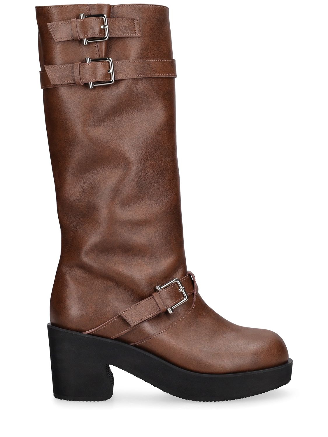 75mm Toboo Leather Tall Boots – WOMEN > SHOES > BOOTS