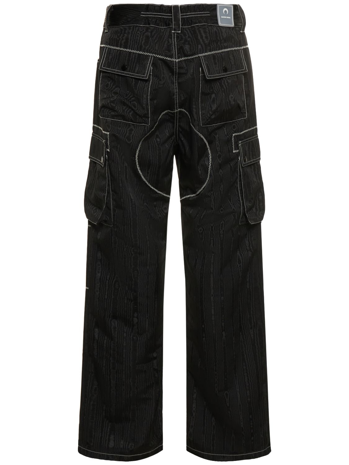 Shop Marine Serre Recycled Polyester Moiré Cargo Pants In Black