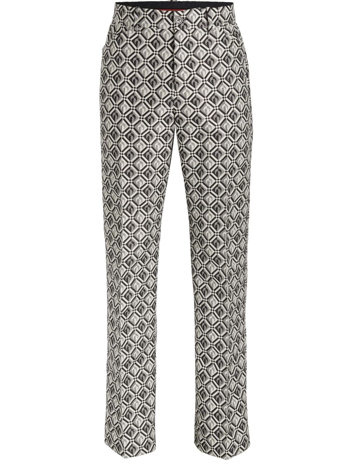 Marine Serre Moon Diamant Cotton Blend Tailored Pants In Grey