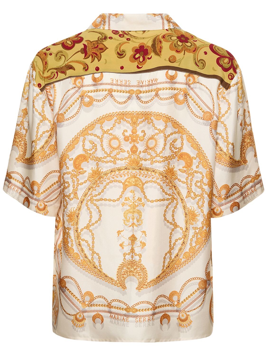 Shop Marine Serre Regenerated Ornament Silk Shirt In White,gold