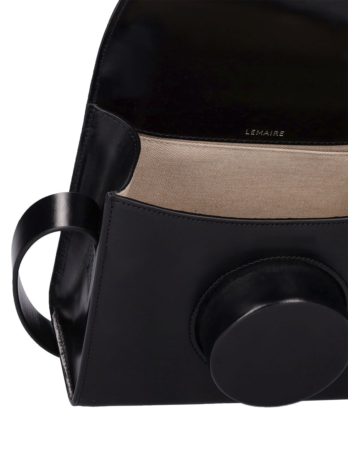 Shop Lemaire Leather Camera Bag In Black