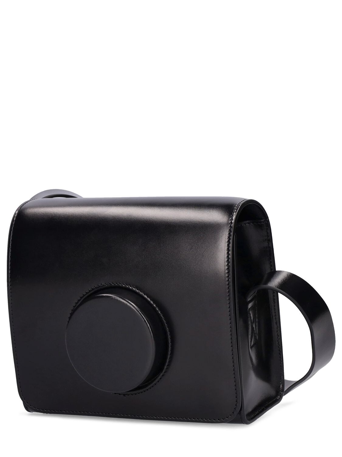 Shop Lemaire Leather Camera Bag In Black