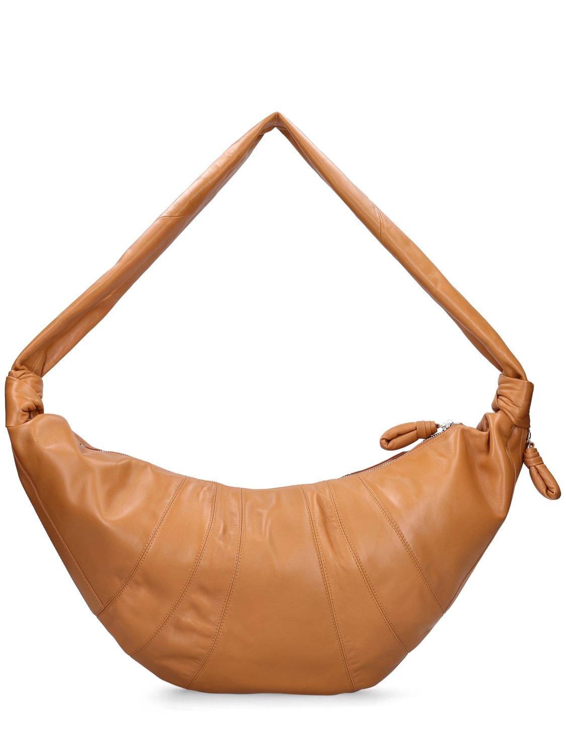 Shop Lemaire Large Croissant Leather Crossbody Bag In Sugar Brown