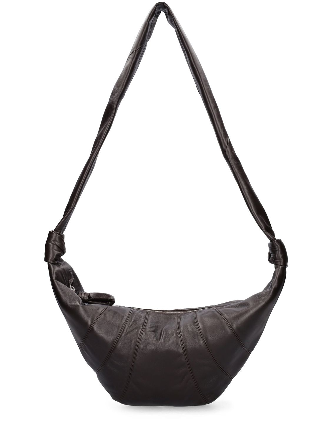 Lemaire Medium Croissant Leather Crossbody Bag In Dark Chocolate