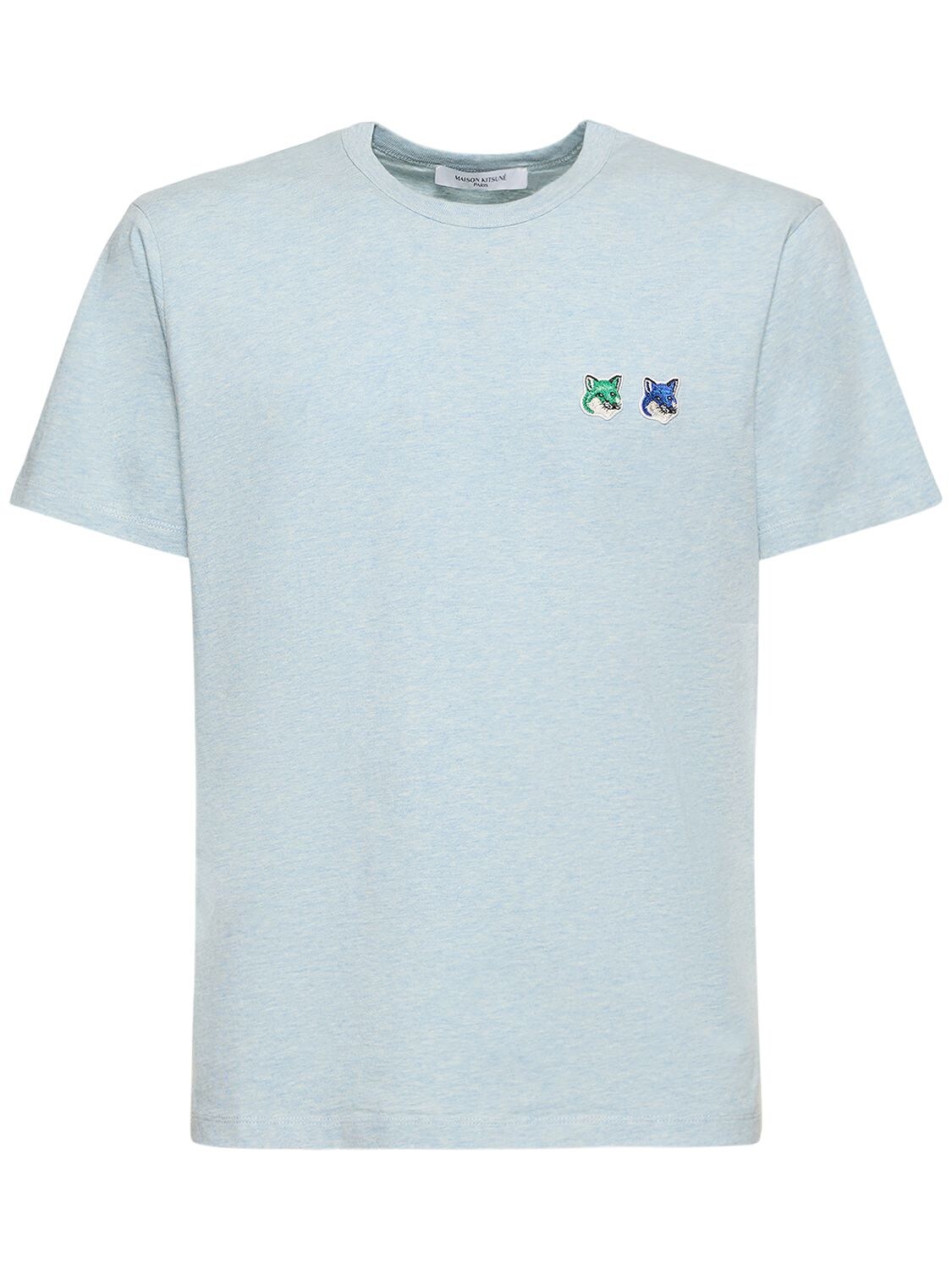 Maison Kitsuné Double Monochrome Fox Head Patch Classic Tee-shirt In Blue Haze