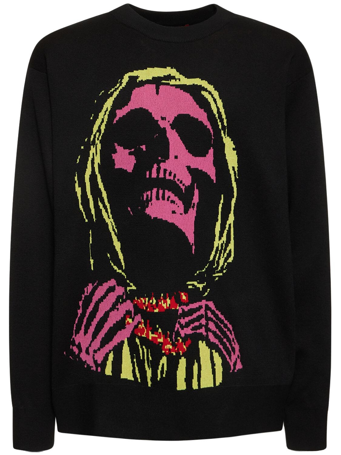 Acupuncture Skull Printed Knit Shirt In Black